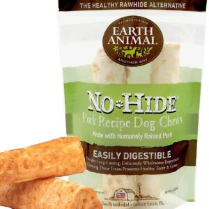 Earth Animal No-Hide Small Rolls Long Lasting Natural Rawhide Alternative Pork Recipe Chew Dog Treats