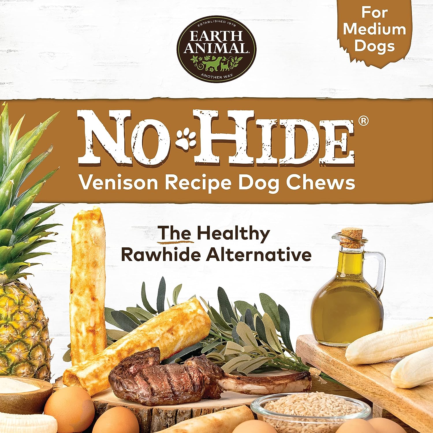 Earth Animal No-Hide Small Rolls Long Lasting Natural Rawhide Alternative Venison Recipe Chew Dog Treats, 2 count 4 Earth Animal No-Hide Small Rolls Long Lasting Natural Rawhide Alternative Venison Recipe Chew Dog Treats