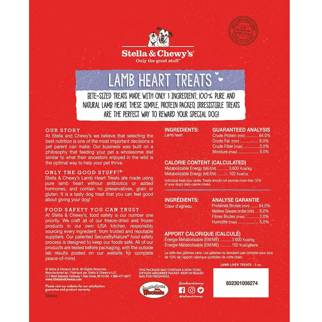 Stella & Chewy's Lamb Heart Freeze-Dried Raw Dog Treats 4 Stella & Chewy's Lamb Heart Freeze Dried Raw Dog Treats